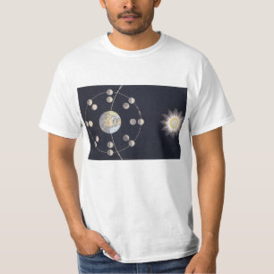 Mondphasen mit Erde & Sonne, Vintage-Astronomie T-Shirt
