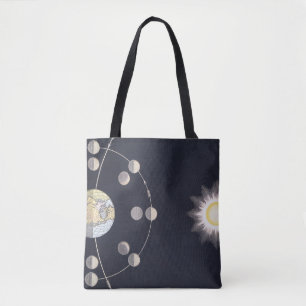 Mondphasen mit Erde & Sonne, Vintage-Astronomie Tasche