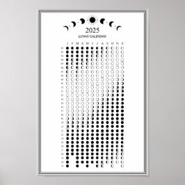Mondphasen-Mondkalender 2025 Minimalistischer Kale Poster