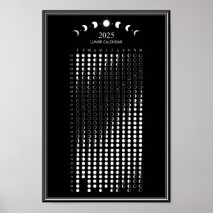 Mondphasen-Mondkalender 2025 Minimalistischer Kale Poster