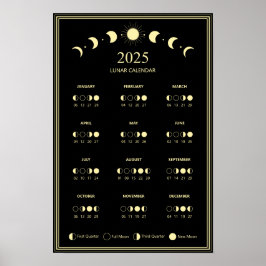 Mondphasen-Mondkalender 2025 Minimalistischer Kale Poster