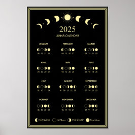 Mondphasen-Mondkalender 2025 Minimalistischer Kale Poster