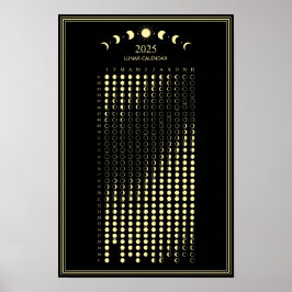 Mondphasen-Mondkalender 2025 Minimalistischer Kale Poster
