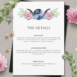 Mondphasen Pink Floral Metaphysische Hochzeit Begleitkarte