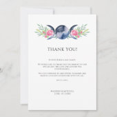 Mondphasen Pink Floral Metaphysische Hochzeit Dankeskarte (Vorderseite)