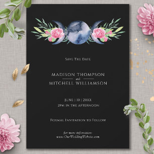 Mondphasen Pink Floral Metaphysische Hochzeit Save The Date