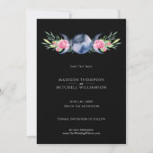 Mondphasen Pink Floral Metaphysische Hochzeit Save The Date (Vorderseite)