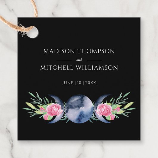 Mondphasen Rosen Blumenrosen Metaphysische Hochzei Geschenkanhänger (Vorderseite)