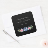 Mondphasen Rosen Blumenrosen Metaphysische Hochzei Quadratischer Aufkleber (Umschlag)