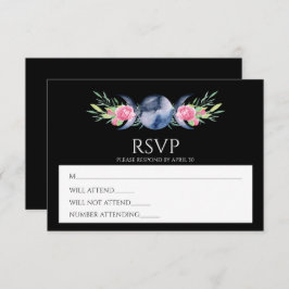 Mondphasen Rosen Blumenrosen Metaphysische Hochzei RSVP Karte
