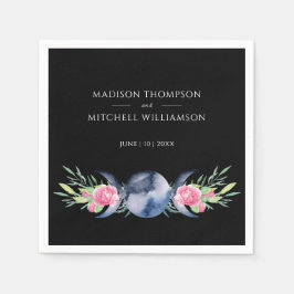 Mondphasen Rosen Blumenrosen Metaphysische Hochzei Serviette