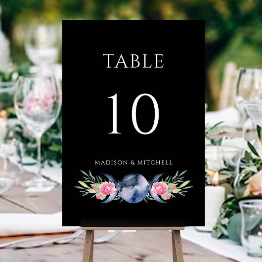 Mondphasen Rosen Blumenrosen Metaphysische Hochzei Tischnummer