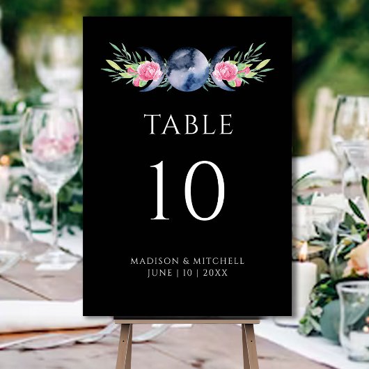 Mondphasen Rosen Blumenrosen Metaphysische Hochzei Tischnummer