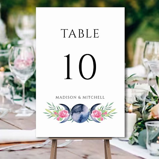 Mondphasen Rosen Blumenrosen Metaphysische Hochzei Tischnummer