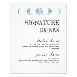 Mondphasen Signature Drinks Hochzeitplakat Bar Fotodruck
