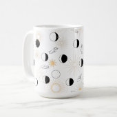 Mondphasen Sonnen Handsignale Retrowolken Kaffeetasse (Vorderseite Links)
