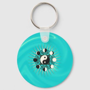 Mondphasen, Sun & Yin Yang - Polarität und Dualit Schlüsselanhänger