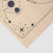 Mondphasen Tarot-Kartenwolken bedrückt alten alten Seidenpapier (Detail)