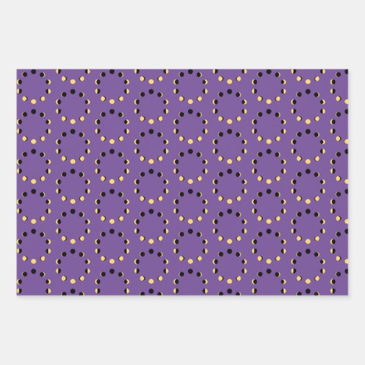 Mondphasen und Eklipsen lila Geschenkpapier Set (Vorderseite)