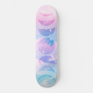 Mondphasen von Unicorn Pastel Clouds #1 Skateboard