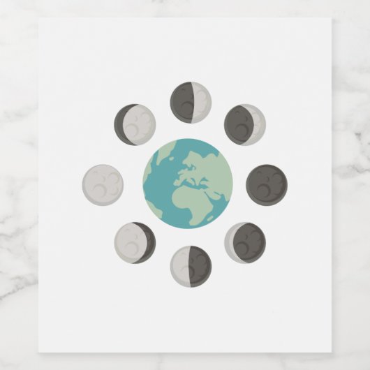 Mondphasen Weinetikett (Einzelnes Label)