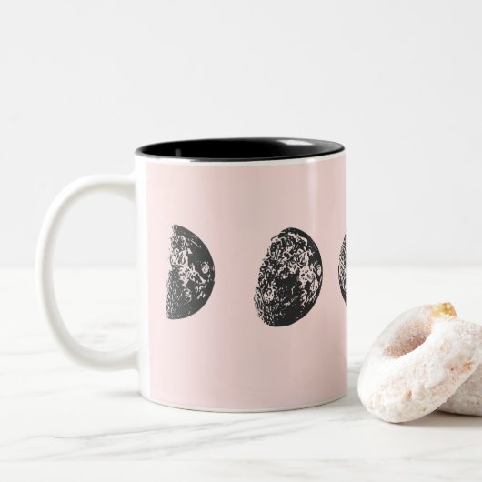 Mondphasen Zweifarbige Tasse (Mit Donut)