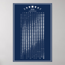 Mondphasen-Zyklen 2026 Minimalistischer Kalender Poster