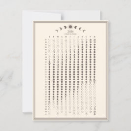 Mondphasen-Zyklen 2026 Minimalistischer Kalender Postkarte
