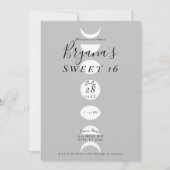 Mondphasen Zyklen Grau und Weiß Süß 16 Einladung (Vorderseite)