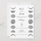 Mondphasen Zyklen Silver Gray & White Wedding Einladung (Vorderseite)