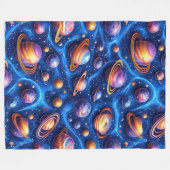 Mondplaneten-Galaxie Fleecedecke (Vorderseite (Horizontal))