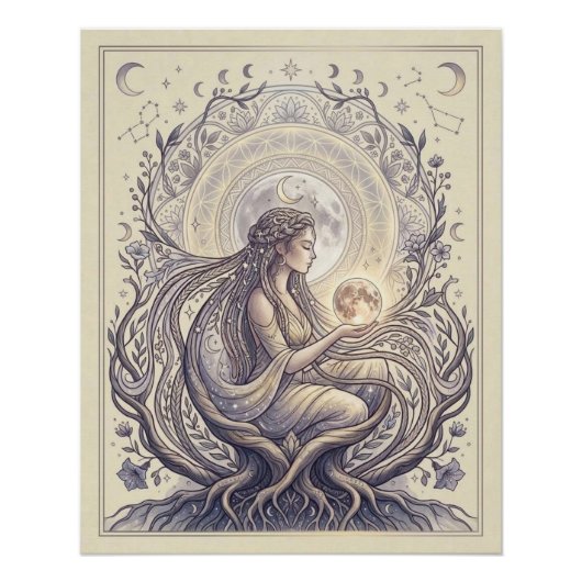 Mondpriesterin Göttin Poster (Vorderseite)