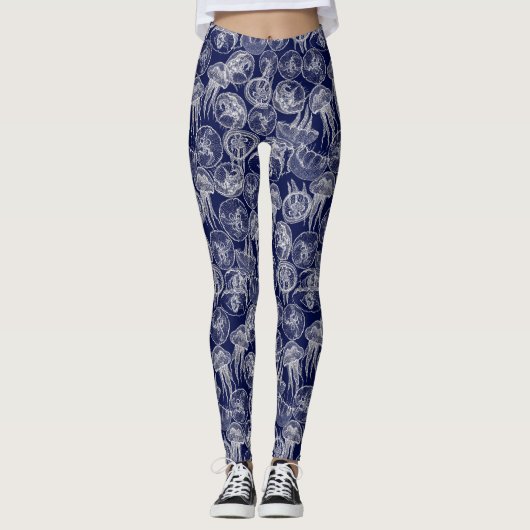 Mondqualle Mitternacht blau Leggings (Vorderseite)