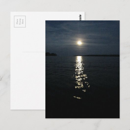 Mondreflektion über Wasser. Postkarte (Vorne/Hinten)
