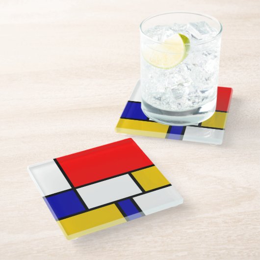 Mondrian 2 glasuntersetzer (Schrägansicht)