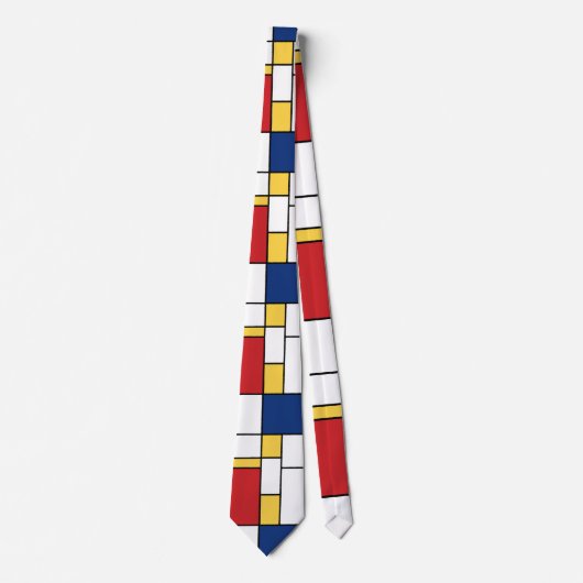 Mondrian Abstrakt Art Minimalistisch Primärfarben Krawatte (Vorderseite)