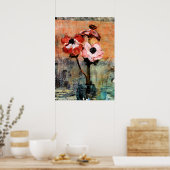 Mondrian - Anemonen in einer Vase Poster (Küche)