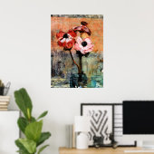 Mondrian - Anemonen in einer Vase Poster (Heimbüro)