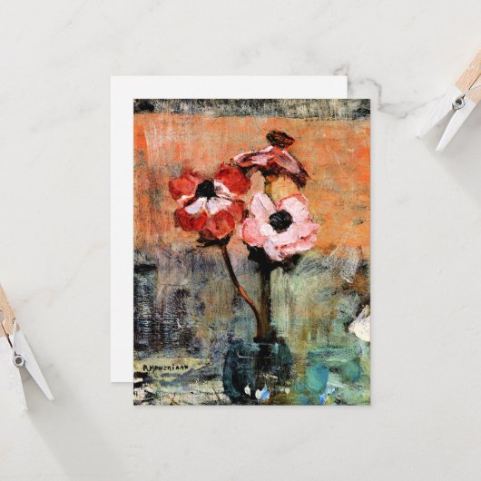Mondrian - Anemonen in Vase, Karte (Vorderseite/Rückseite Beispiel)