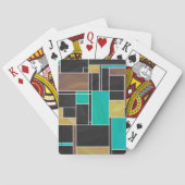 Mondrian Aquamarin Brown Black Print Spielkarten (Rückseite)