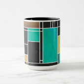 Mondrian Aquamarin Brown Black Print Tasse (Zentrum)