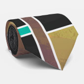 Mondrian aquamariner Brown Schwarz-Druck Krawatte (Gerollt)