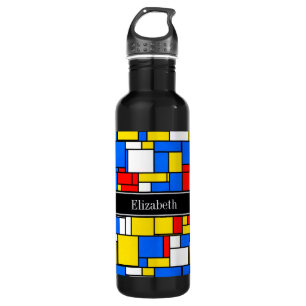 Mondrian Art-rotes blaues gelbes schwarzes Trinkflasche