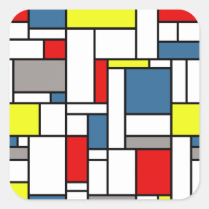 Mondrian Artentwurf Quadratischer Aufkleber