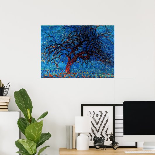 Mondrian - Avond (Abend) Roter Baum Poster (Heimbüro)
