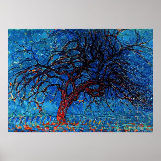Mondrian - Avond (Abend) Roter Baum Poster (Vorne)