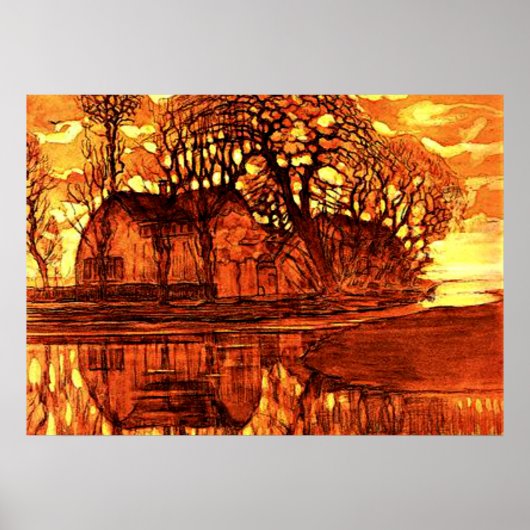 Mondrian - Bauernhof in Duivendrecht Poster (Vorne)