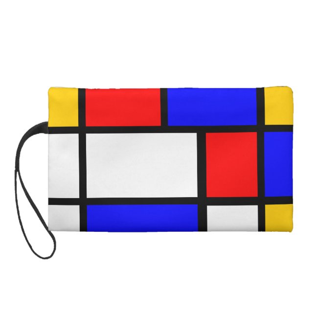 Mondrian blaues rotes gelb wristlet handtasche (Rückseite)