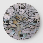 Mondrian Bloom Abstract Art Wall Clock Große Wanduhr (Vorderseite)