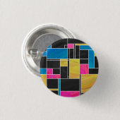 Mondrian Blue Pink Black Print Button (Vorne & Hinten)